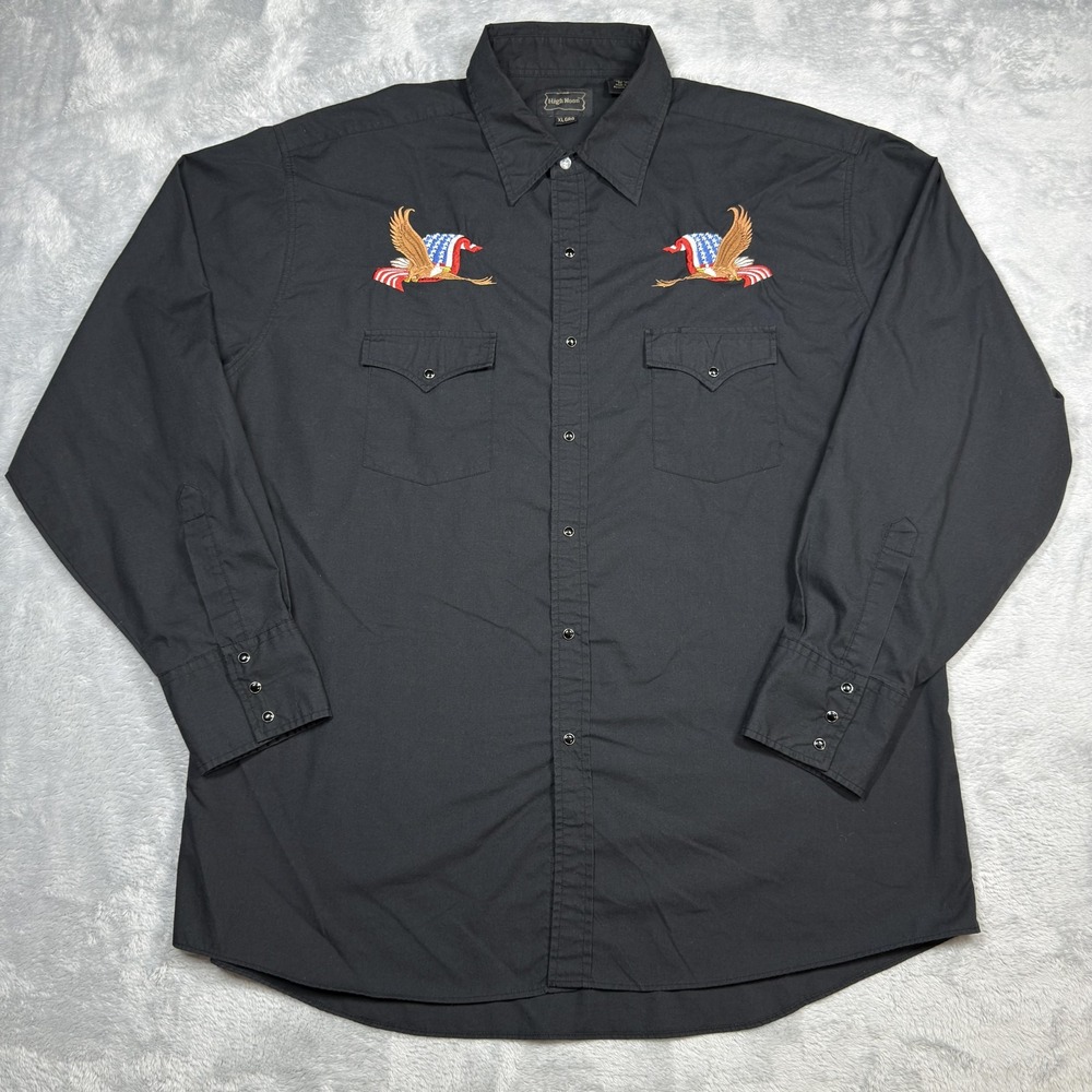 High Noon Shirt Mens XL Pearl Snap Western Embroidered Eagle Flag‎ USA Patriotic